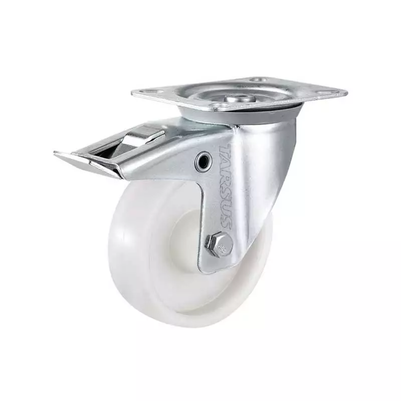 Tarsus Zwenkwiel + Rem 125 Mm. Wit 1 Tarsus Zwenkwiel + Rem 125 Mm. Wit